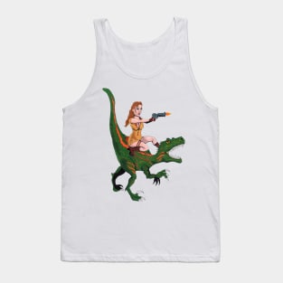 Girl Riding Dinosaur Tank Top